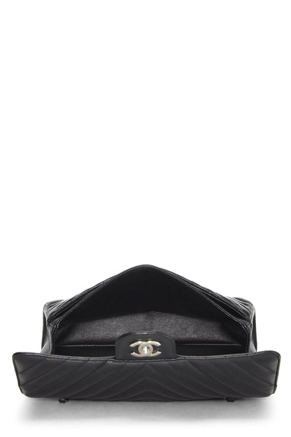 Chanel,  Black Chevron Caviar Classic Double Flap Medium, Black