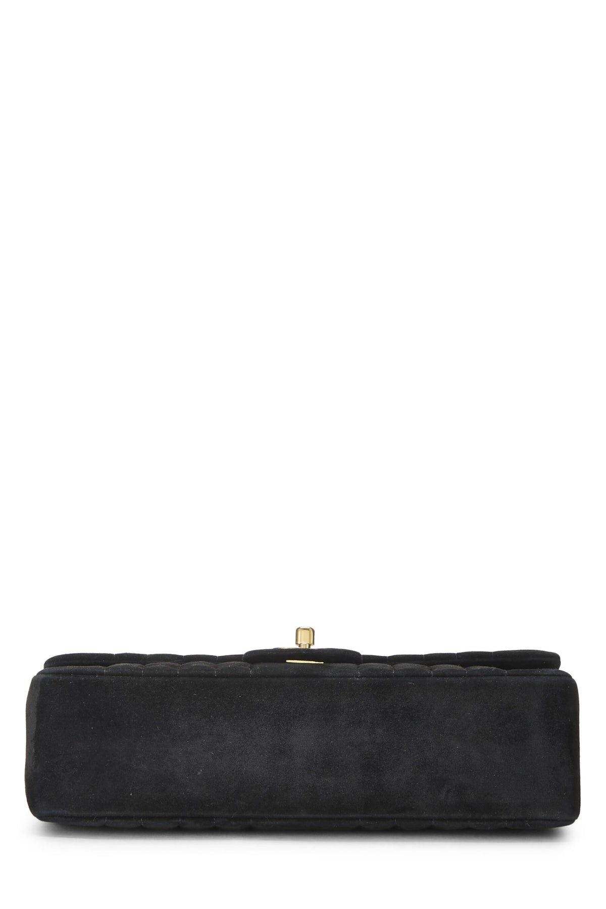 Chanel,  Black Vertical Suede Half Flap Medium, Black