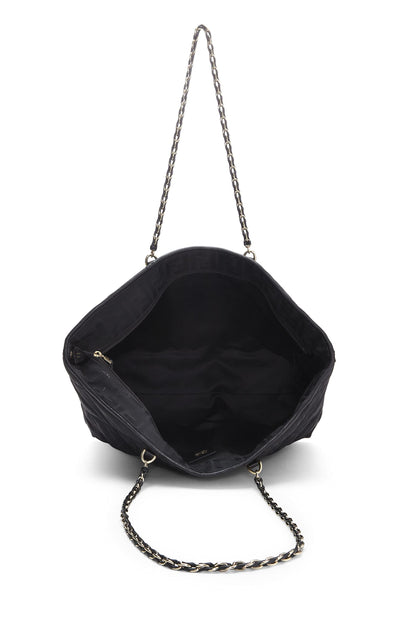 Fendi,  Black Quilted Canvas Chain Tote, Black