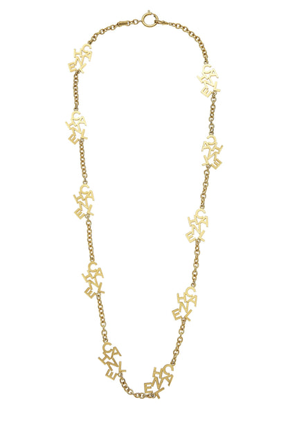 Chanel,  Gold Logo Letters Charm Necklace, Gold