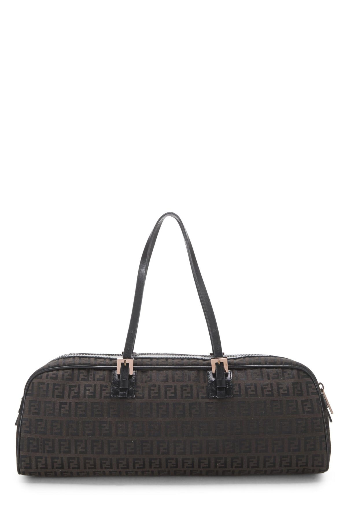 Fendi,  Brown Zucchino Canvas Handbag Long, Black