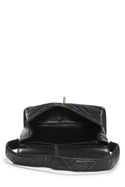 Chanel,  Black Quilted Lambskin Double Sided Flap Bag Tall, Black