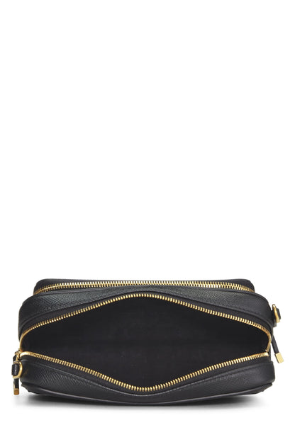 Dior, Black Calfskin Caro Double Pouch Crossbody, Black