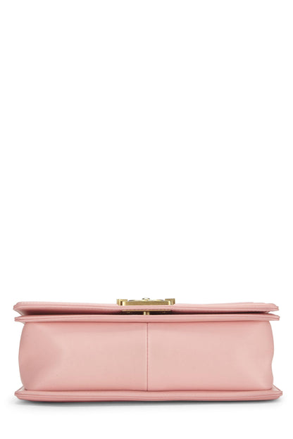 Chanel,  Pink & White Woven Chevron Boy Bag Medium, Pink