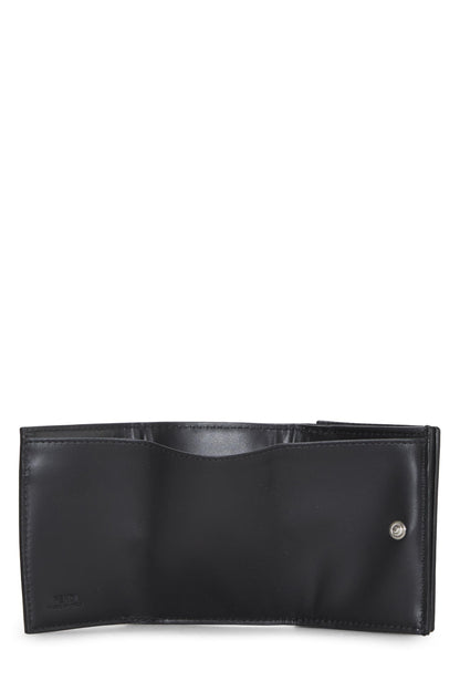 Fendi,  Black Zucchino Leather Trifold Wallet, Black