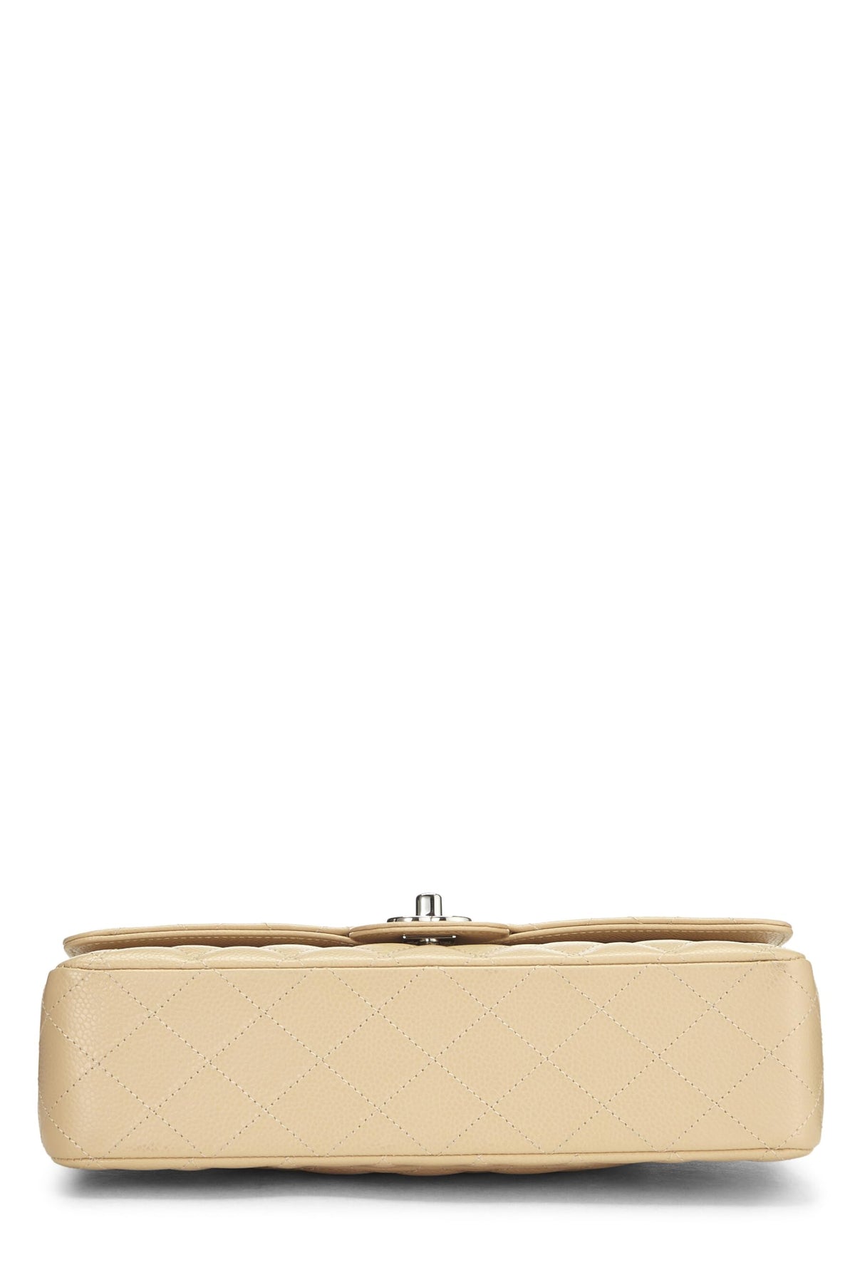 Chanel,  Beige Quilted Caviar Classic Double Flap Medium, Beige
