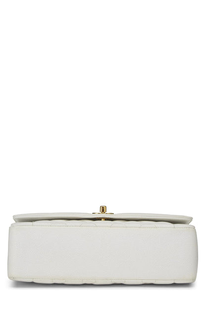 Chanel,  White Quilted Caviar Diana Flap Medium, White