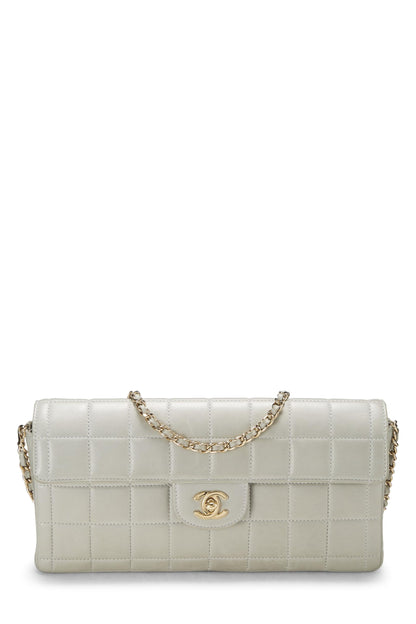 Chanel,  Blue Lambskin Leather Chocolate Bar Half Flap Medium, Blue