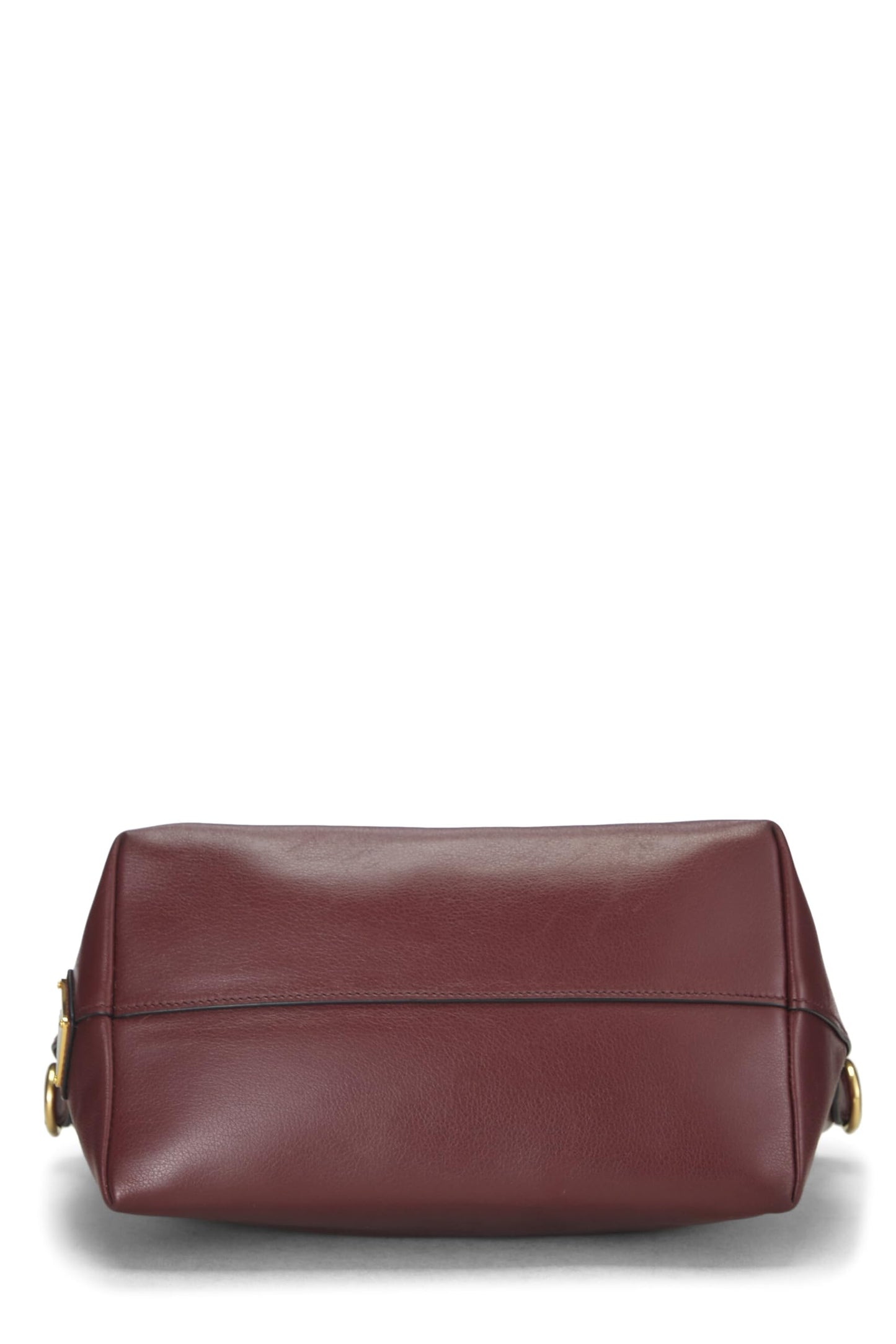 Prada,  Burgundy Calfskin Logo Embossed Convertible Handbag, Burgundy