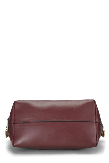 Prada,  Burgundy Calfskin Logo Embossed Convertible Handbag, Burgundy