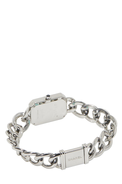 Chanel,  Black & Silver Premiere Gourmette Watch, Silver