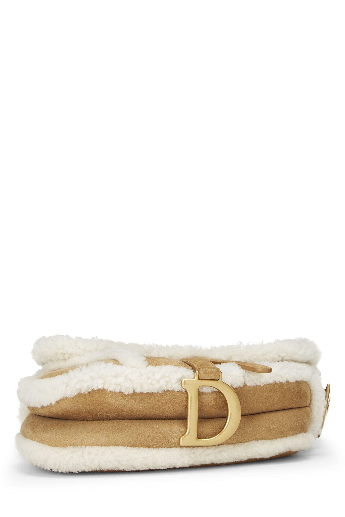 Dior, Beige Shearling Saddle Bag, Brown