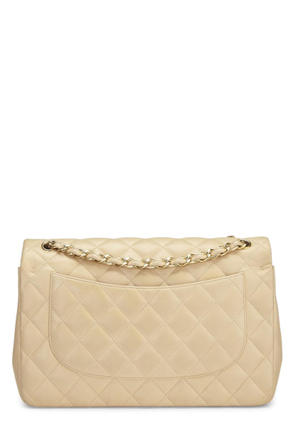 Chanel,  Beige Quilted Lambskin New Classic Double Flap Jumbo, Beige