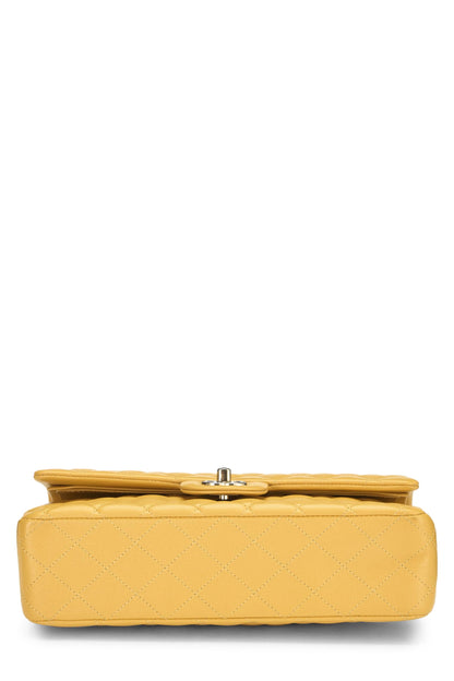 Chanel,  Yellow Quilted Caviar Classic Double Flap Medium, Yellow