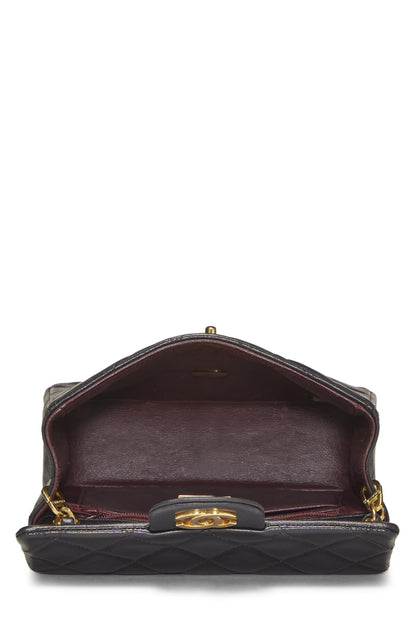 Chanel,  Black Quilted Lambskin Half Flap Mini, Black
