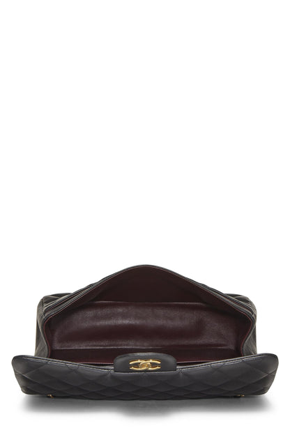 Chanel,  Black Quilted Lambskin New Classic Double Flap Jumbo, Black