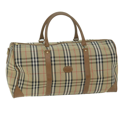 BURBERRYSs Nova Check Boston Bag Nylon Canvas Beige Auth 62118