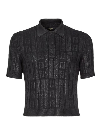 Fendi Men Black Wool Polo