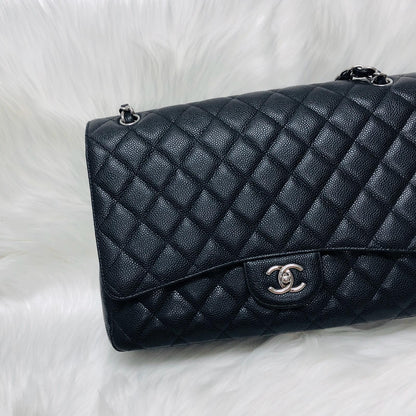 Classic Single Flap Maxi in Black Caviar Leather with SHW