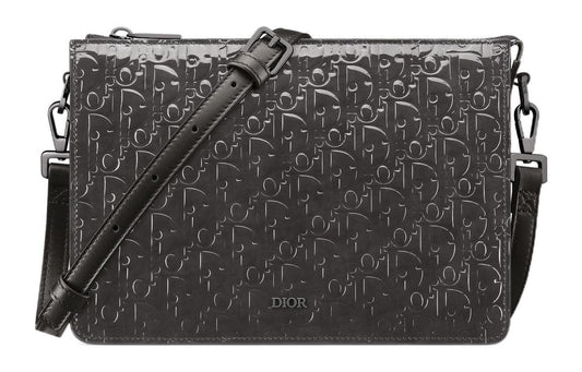 Christian Dior Zip Pouch Leather Black Leather Crossbody Bag Bag ()