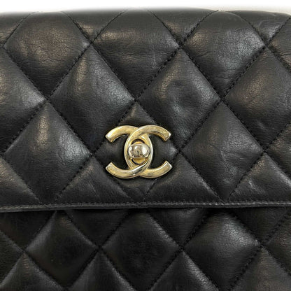 CHANEL Small Square New Leather Vintage Gold CC Tassel Black Crossbody Handbag