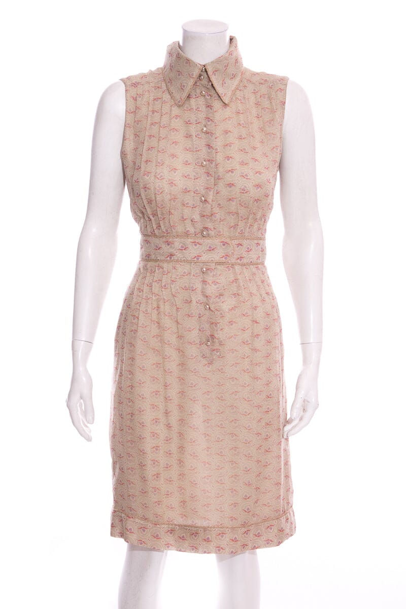 Chanel Spring 2004 Beige Sleeveless Dress SZ 38
