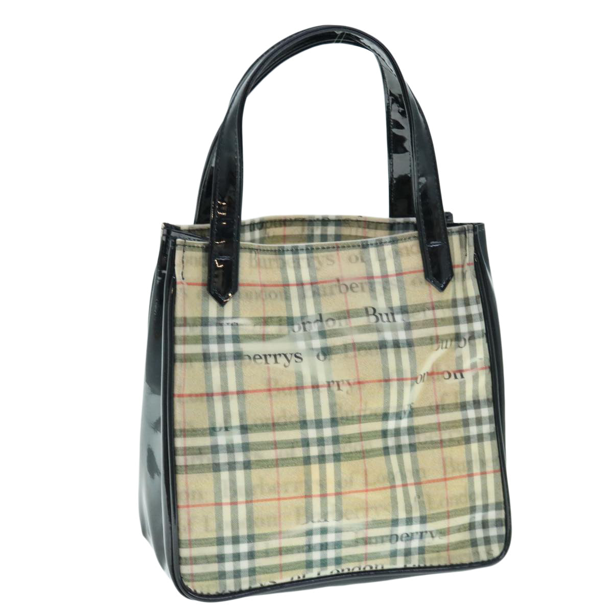 BURBERRY s Nova Check Hand Bag Nylon Beige Auth 63085