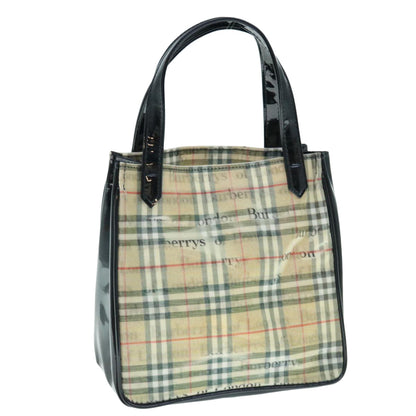 BURBERRY s Nova Check Hand Bag Nylon Beige Auth 63085