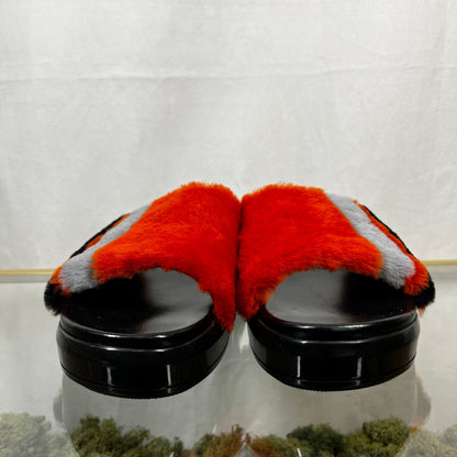 Prada Orange Multicolor Shearling Slide Sandals SZ37.5(7.5US)