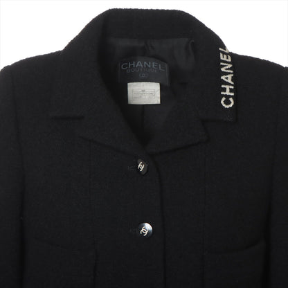 Chanel Coconut Button 95A Wool  Nylon Jacket 38  Black P05747V04386 Twid Logo Stitching