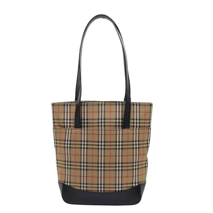 BURBERRY s Nova Check Tote Bag Nylon Canvas Beige Auth 63114