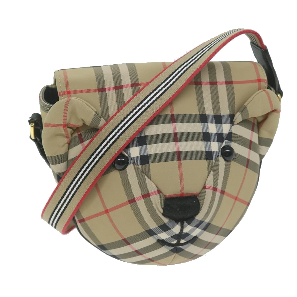 Burberry Nova Check Shoulder Bag Nylon Beige Auth 63139A