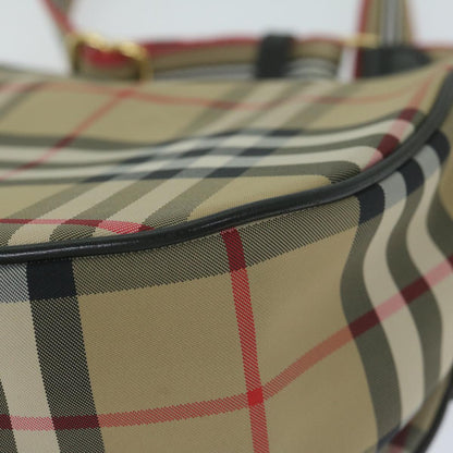Burberry Nova Check Shoulder Bag Nylon Beige Auth 63139A