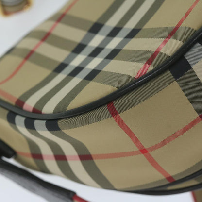 Burberry Nova Check Shoulder Bag Nylon Beige Auth 63139A