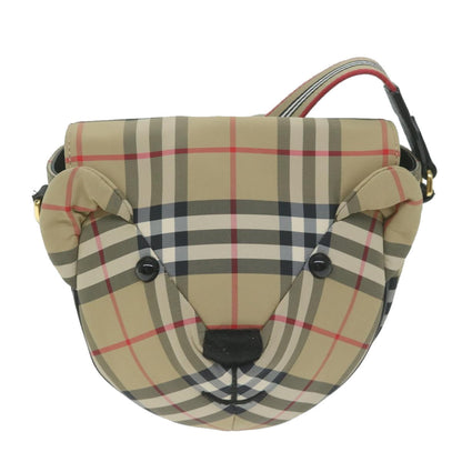 Burberry Nova Check Shoulder Bag Nylon Beige Auth 63139A