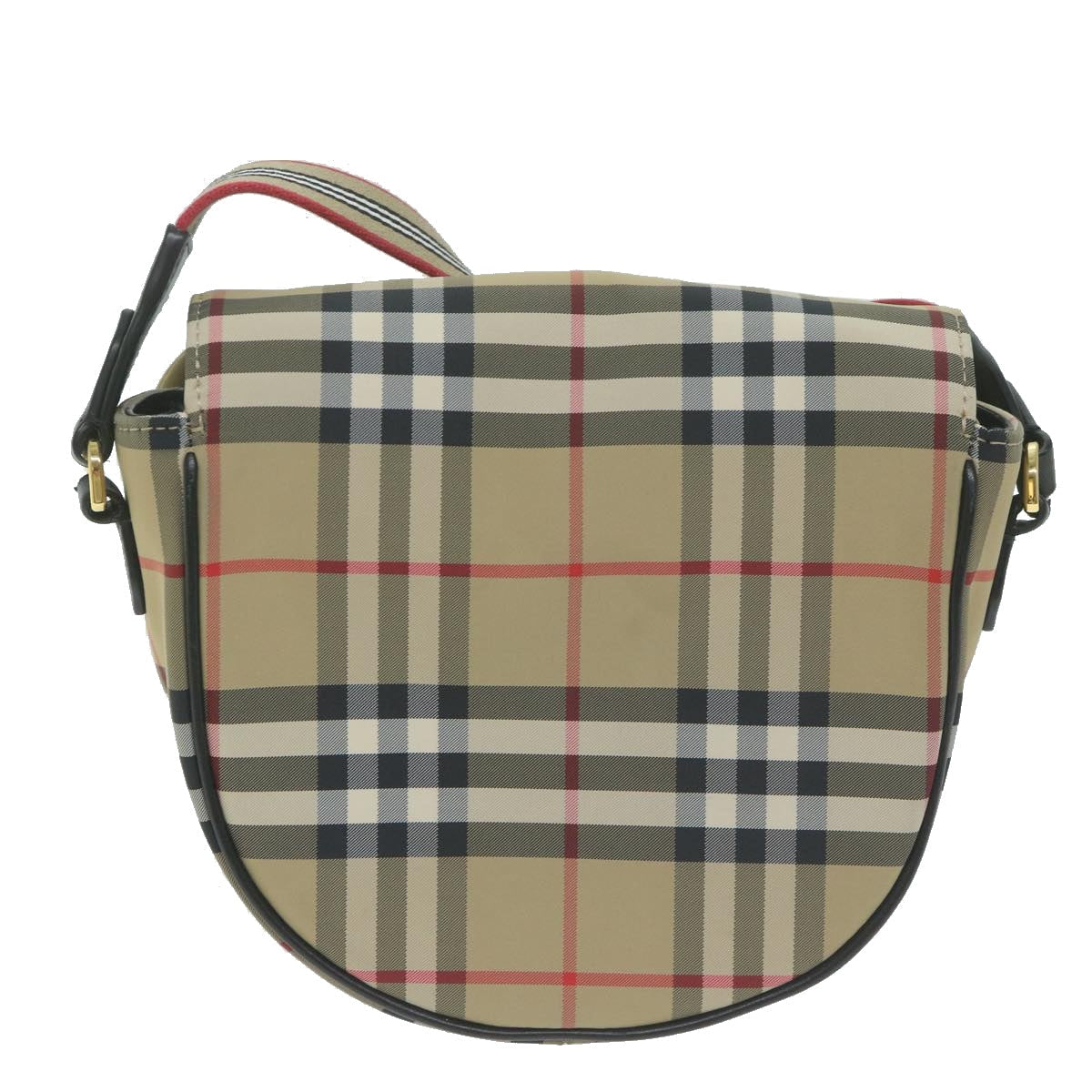 Burberry Nova Check Shoulder Bag Nylon Beige Auth 63139A
