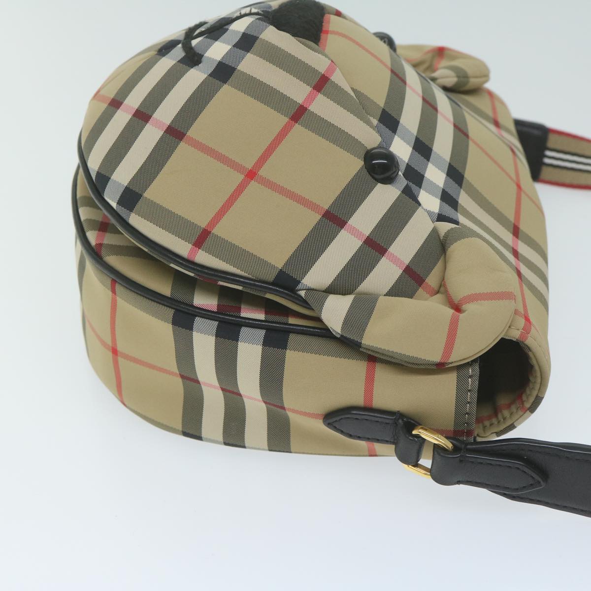 Burberry Nova Check Shoulder Bag Nylon Beige Auth 63139A