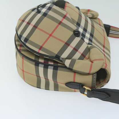 Burberry Nova Check Shoulder Bag Nylon Beige Auth 63139A