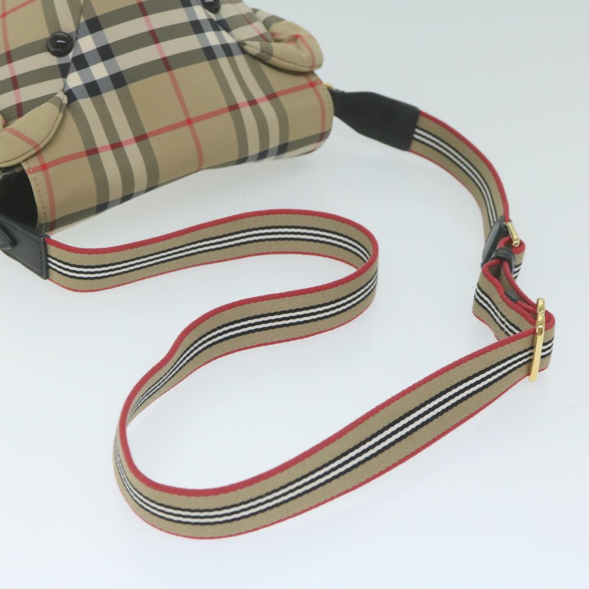 Burberry Nova Check Shoulder Bag Nylon Beige Auth 63139A
