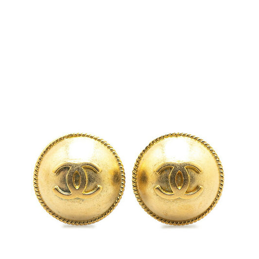 Chanel Gold Plated Coco Mark Vintage Earrings 95P