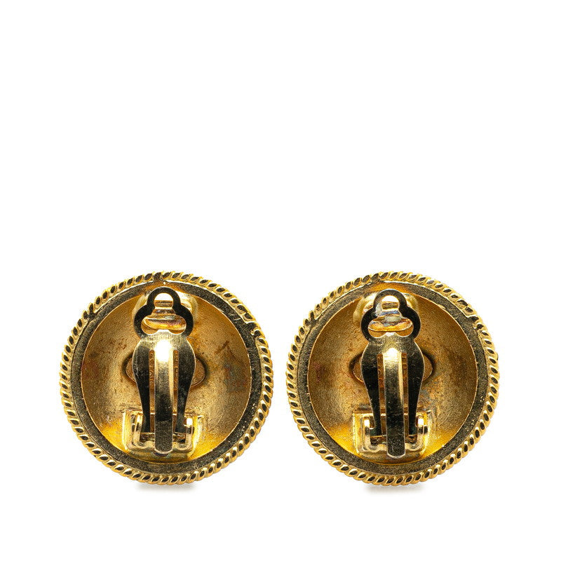 Chanel Gold Plated Coco Mark Vintage Earrings 95P