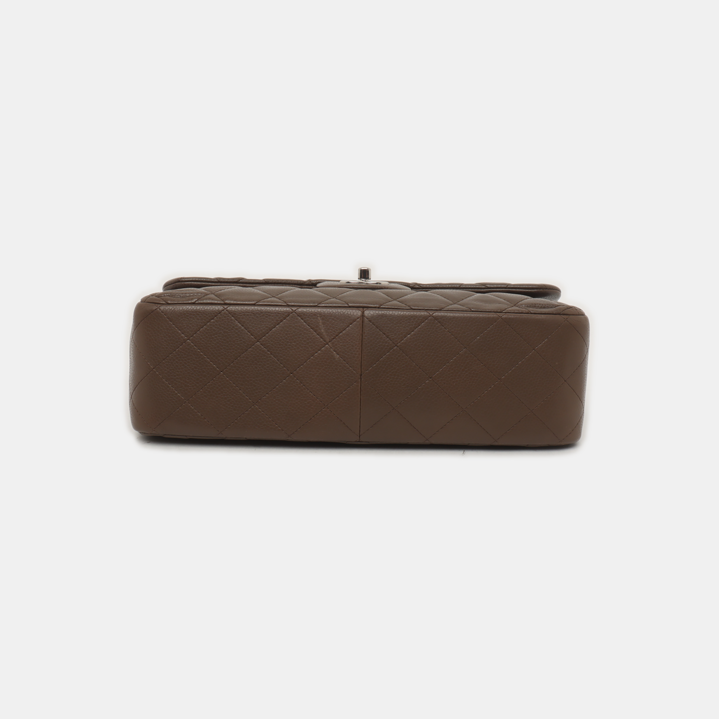 Chanel Classic Flap Jumbo 2012 Coffee Brown Caviar Leather Double Flap Silver Hardware