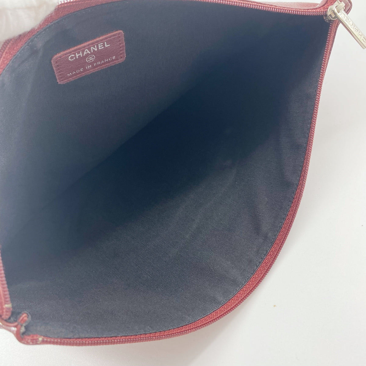 Chanel Red Leather Clutch