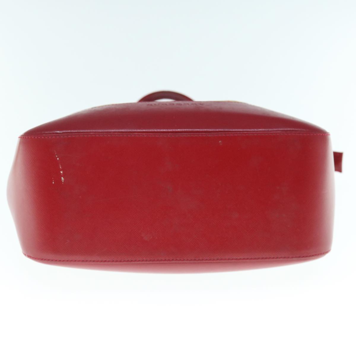 Burberry Nova Check Hand Bag Nylon Leather Beige Red Auth 63499