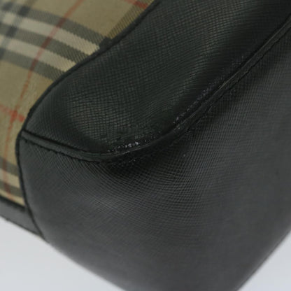 Burberry Nova Check Hand Bag Nylon Leather Beige Auth 63558