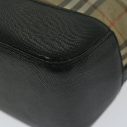 Burberry Nova Check Hand Bag Nylon Leather Beige Auth 63558