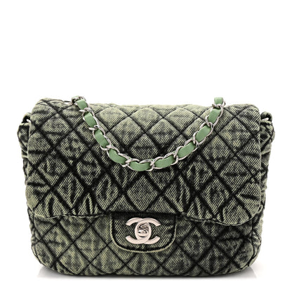 Washed Denim Quilted Small Denimpression Flap Green Black
