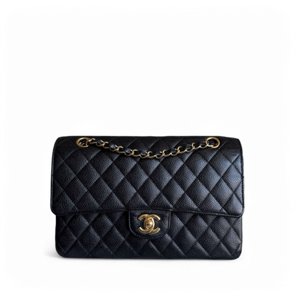 Chanel Classic Flap Medium - Caviar 25CM Quilted Black Gold Hardware Series 15