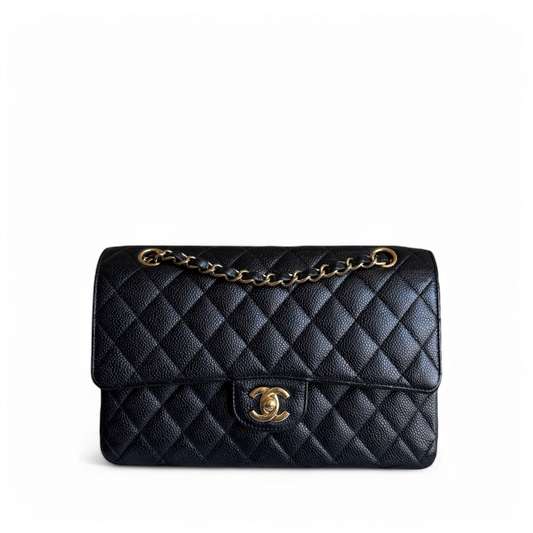 Chanel Classic Flap Medium - Caviar 25CM Quilted Black Gold Hardware Series 15