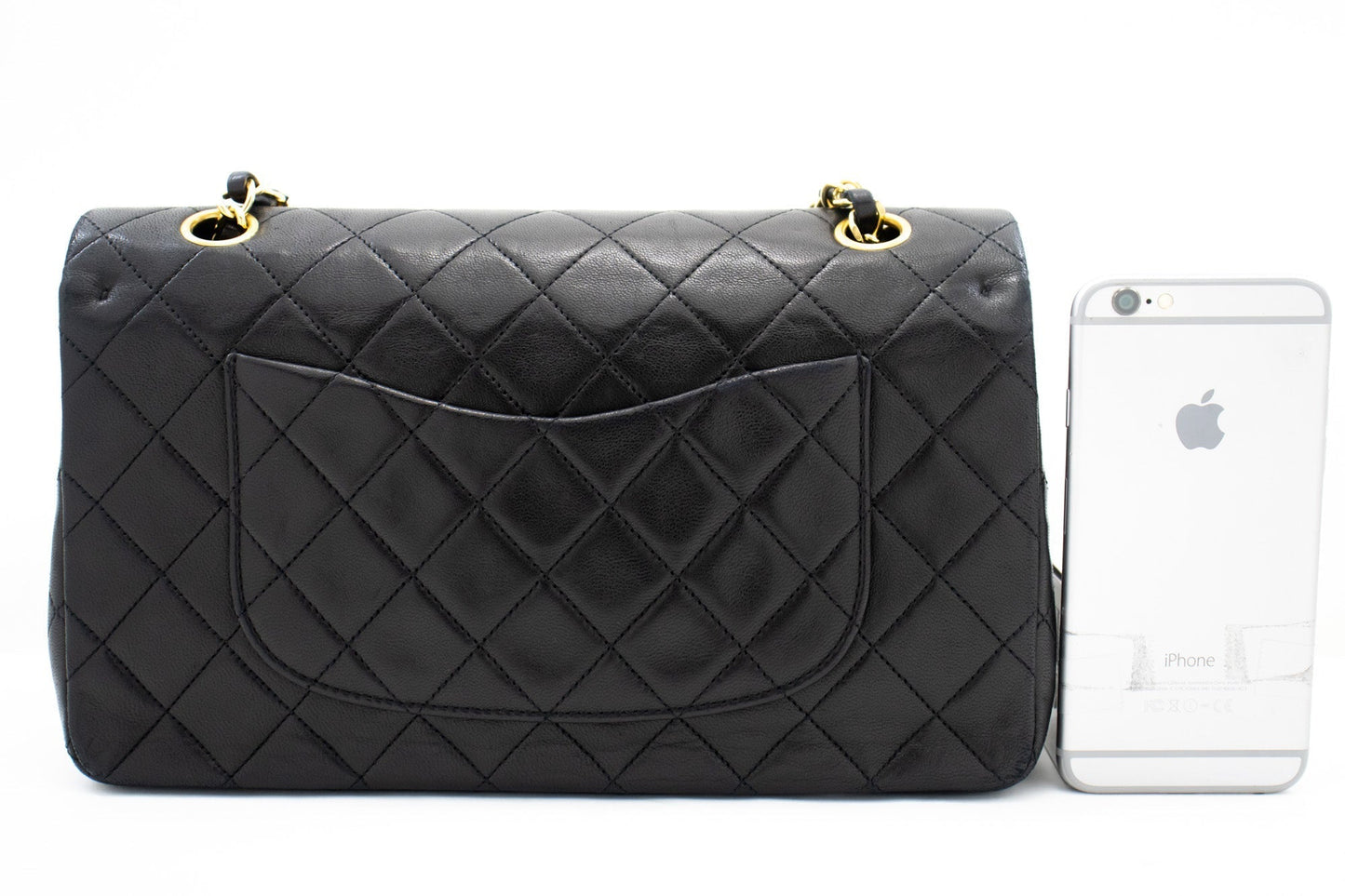 CHANEL Classic Double Flap Medium Chain Shoulder Bag Black Lamb k70